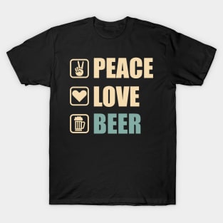 Peace Love Beer - Funny Beer Lovers Gift T-Shirt